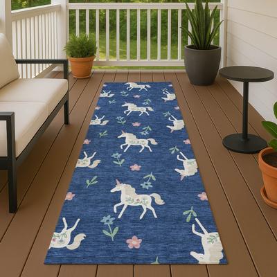 Addison Rugs Machine Washable Indoor/ Outdoor Kids Unicorn Chantille Rug