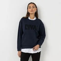 STEFFEN SCHRAUT Sweatshirt Rundhalsausschnitt Strassapplikation leger weit