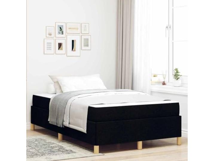 Stoff Holzwerkstoff Design Bettrahmen Modern 120 x 200 cm Schwarz Bettrahmen mit Matratze Schwarz 120x200 Stoff Bettgestell mit Stauraum Taschenfederkern Matratze modernes Doppelbett