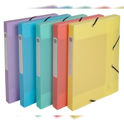 Exacompta 59170E 8x Archivbox Exabox A4 PP, Rückenbreite 25mm, Chromaline Pastell - Farben sortiert