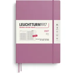 Leuchtturm 1917 Monatsplaner mit Notizbuch Softcover 2027, 16 Monate, EN, B5, rosa