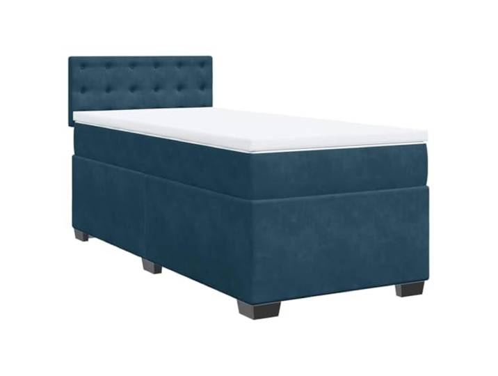 vidaXL Boxspringbett mit Matratze Dunkelblau 90x200 cm Samt