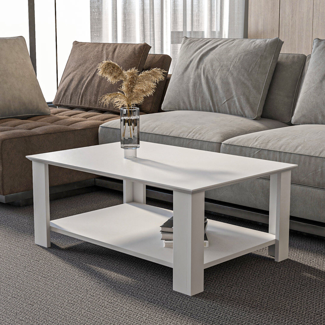 17 Stories Leroy 90 cm Rectangular Coffee Table White 37cm H X 90cm W X 60cm D