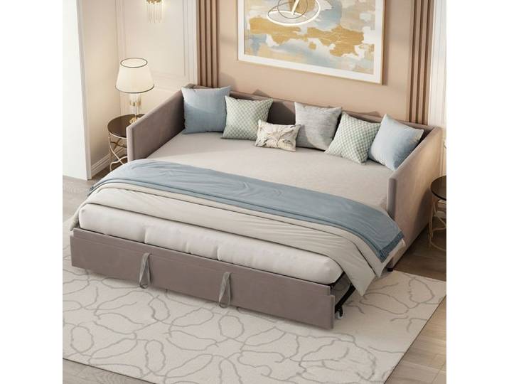 Canapé lit 2 Places Canapé lit Convertible 90/180 x 200 cm avec sommier à Lattes Gris Velours Canapé Convertible Extensible