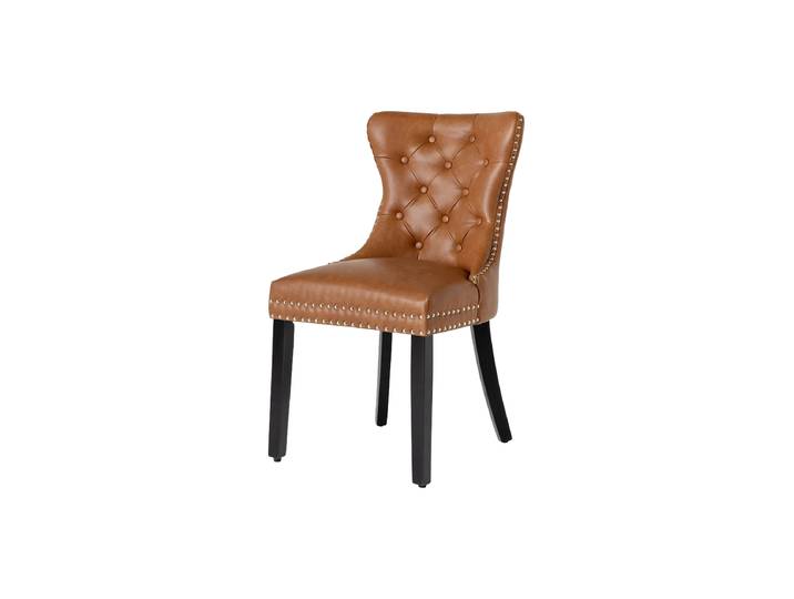 Eleganter Design Stuhl „Castle“ mit Griff - Kunstleder Cognac Invicta Interiors