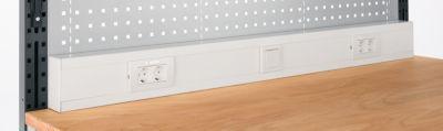Schäfer Shop Pure Energieleiste für AST31 Tischaufbau mit H 1615 mm, anschlussfertig, 4 x Steckdosen, 1 x Schalter, B 1430 x T 60 x H 100 mm, Kunststoff, lichtgrau