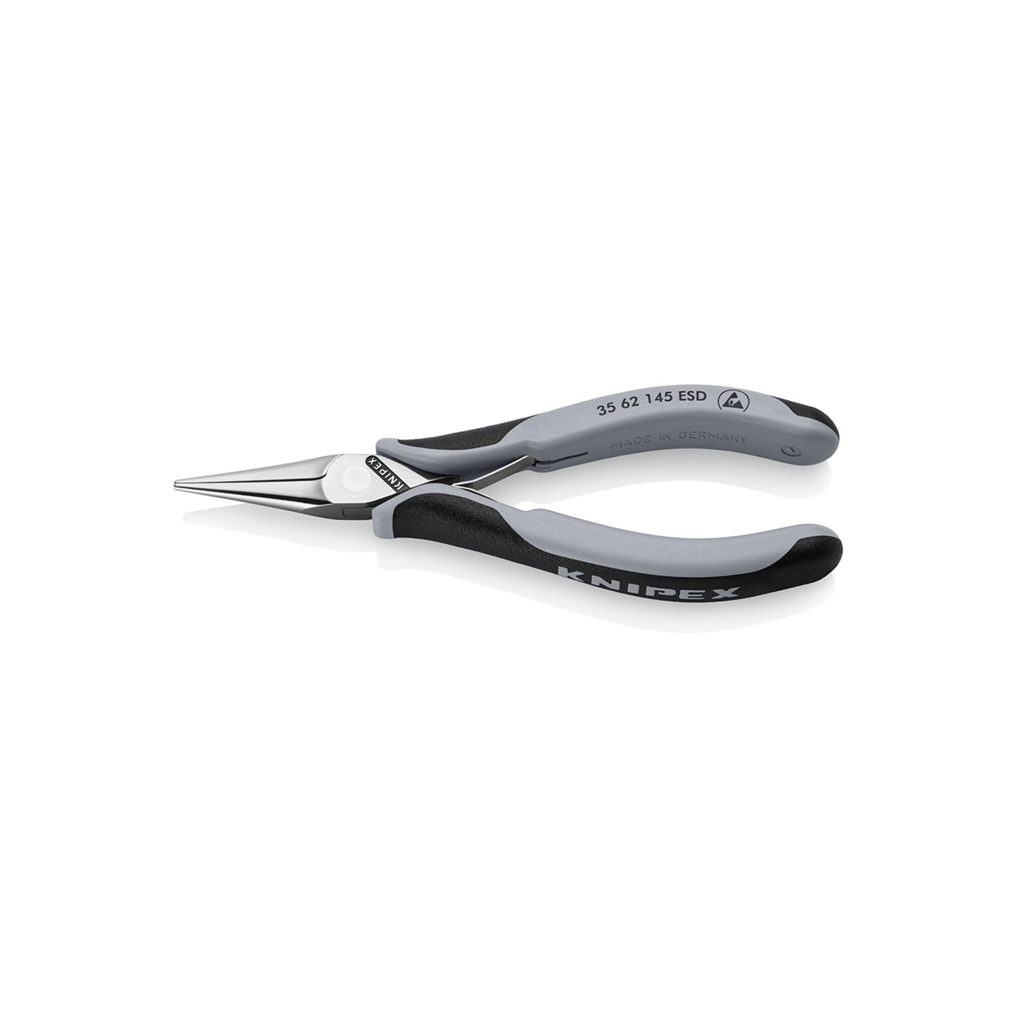 KNIPEX 35 62 145 ESD Elektronik-Greifzange ESD mit durchgestecktem Gelenk mit Mehrkomponenten-Hüllen spiegelpoliert 145 mm)