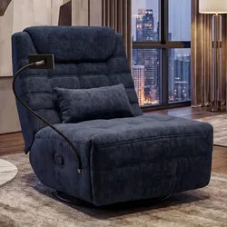 Relaxsessel MCW-P92, TV-Sessel Fernsehsessel, drehbar Kippfunktion Handyhalterung, Stoff Chenille (260g/m2) ~ blau