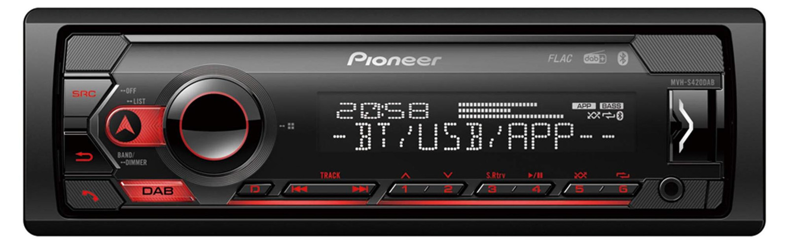 Pioneer MVH-S420DABAN Car Radio met Bluetooth, USB, AUX en iPod aansluiting inclusief antenne