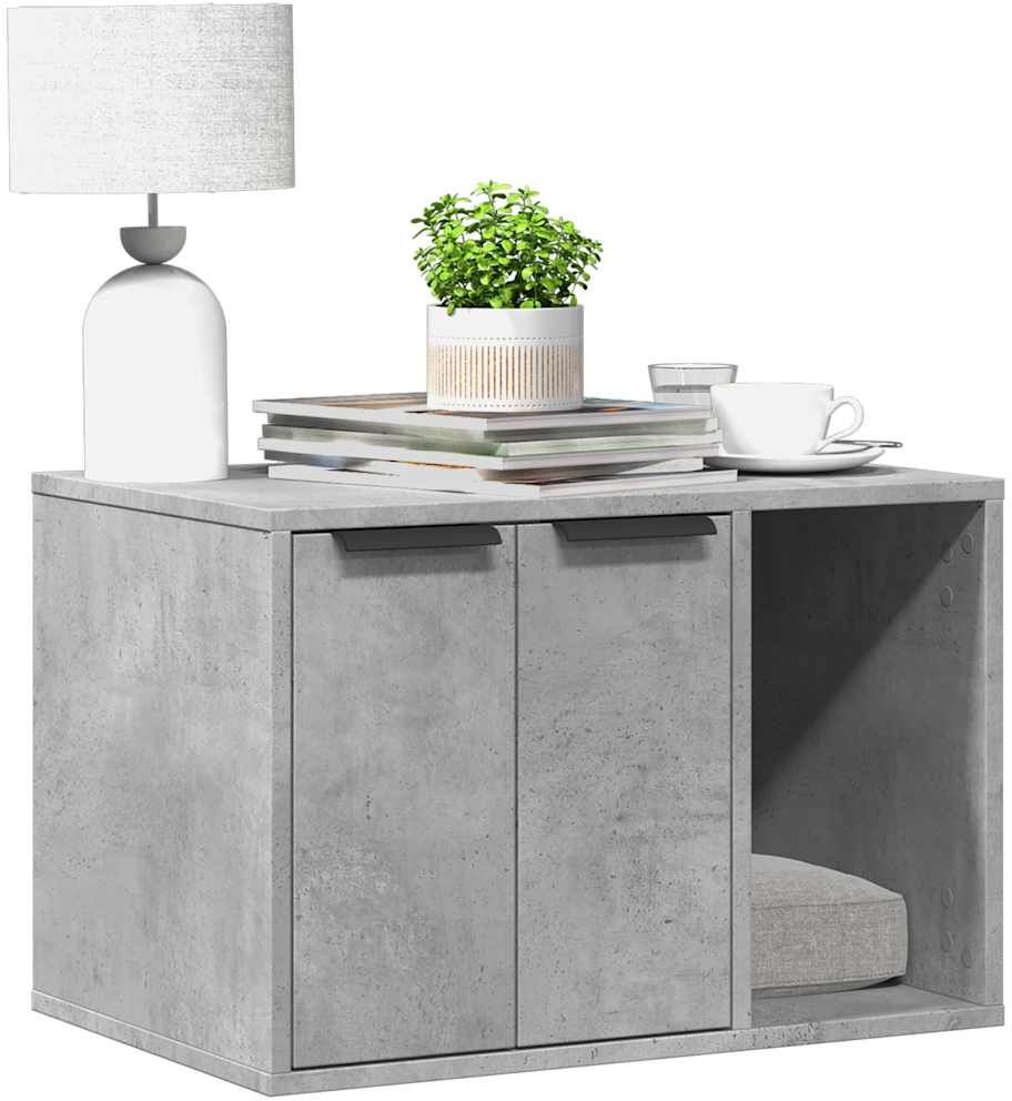 vidaXL Mueble arenero para gatos madera gris hormigón 60x40x40 cm Gris