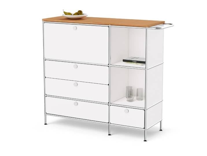 Tchibo - Sideboard Metall »Cn3« mit Holzplatte - 127x42x111cm - chrom -