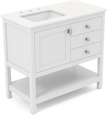 Costway Freestanding Bathroom Vanity Unit with Basin Floor Storage Cabinet-White
