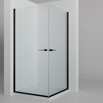 Eckdusche WELLTIME "Firenze", transparent (schwarz), B:100cm H:190cm T:100cm, Duschkabinen, Rahmenloses Design mit extravaganten Griffen, 6mm ESG