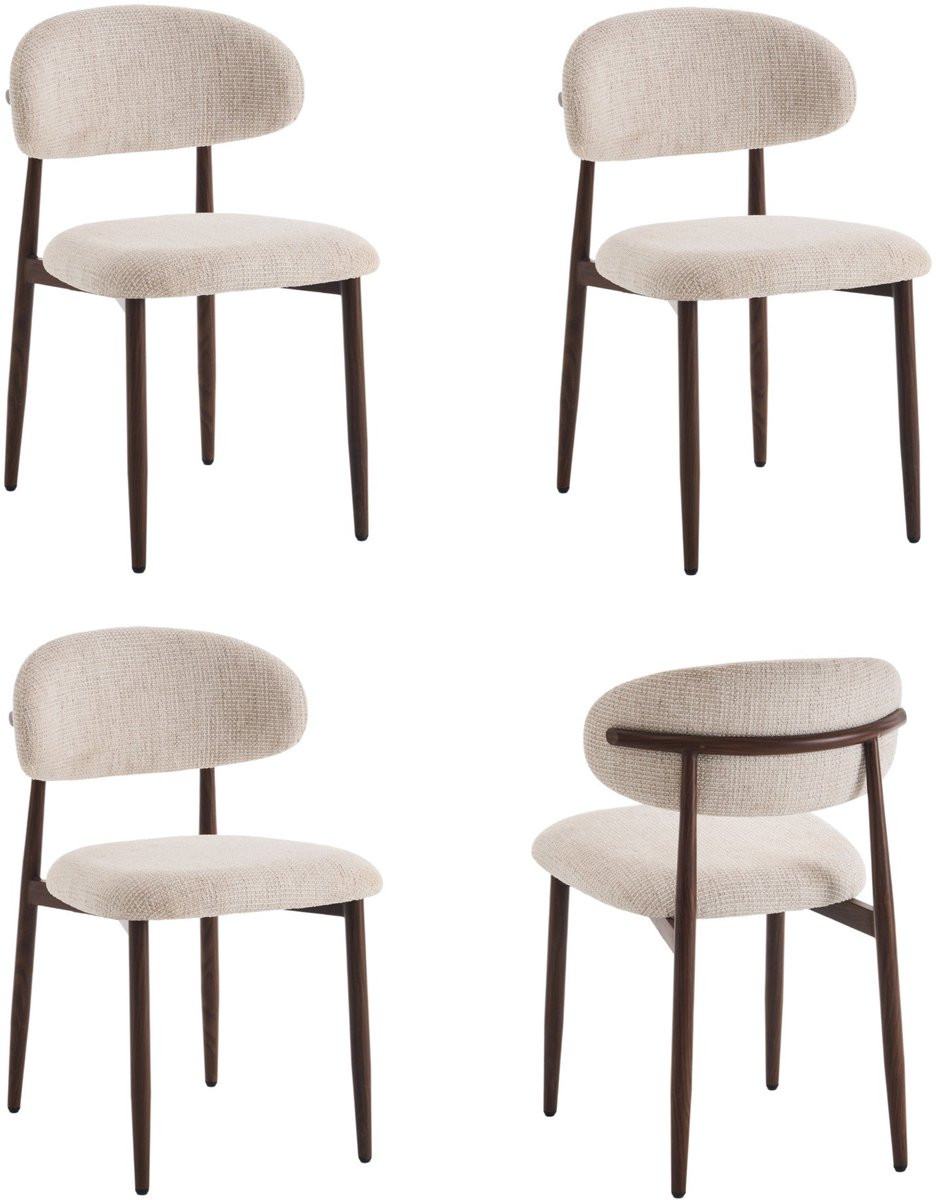 Furnihaus Celia Eetkamerstoelen set van 4 - Beige / Walnoot - Japandi kuipstoel