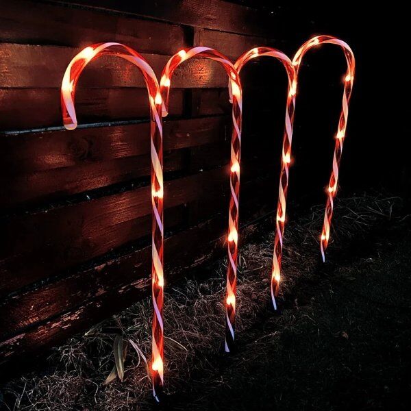 Det Gamle Apotek Julestokke 4stk, M/24 Led, M/timer, H78cm