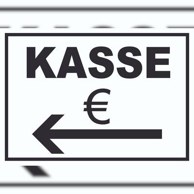 HB-Druck Kasse Pfeil links Schild A3 (297x420mm)