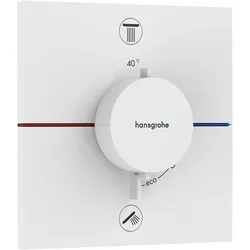 Hansgrohe ShowerSelect Comfort E Thermostat Unterputz, Mattweiß, 2 Verbraucher, einfache Installation, Sicherheitssperre bei 40°C