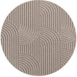 TEPPICH Flachgewebe LANGAU in Beige, mit geometrischen Bögen, Ø 120 cm