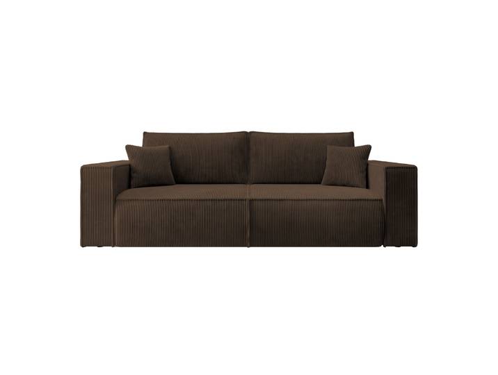 Dreisitziges ausklappbares Sofa Farese mit Stauraum, brauner Cord
