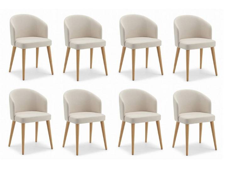 JVmoebel Polsterstuhl Weißes gepolstertes Stuhlset für Esszimmer und Küche (8 St), Made in Europa