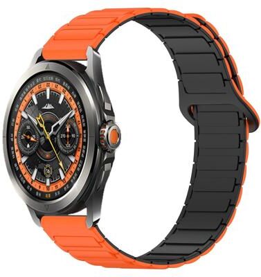 Everyday Crate Xiaomi Watch S4 Sport 22mm Silicone Watch Band Dual Color Magnetic Buckle Replacement Strap orange+black