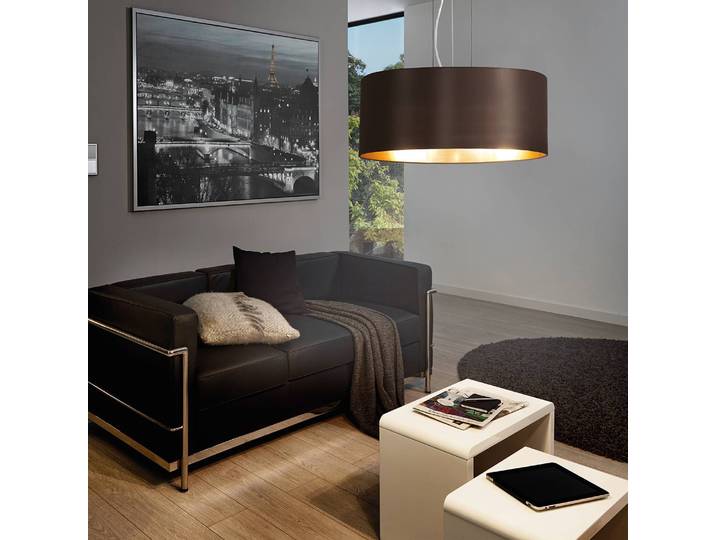 Suspension II Ø 53cm Doré/Marron/Cappuccino/Doré Tissu E27