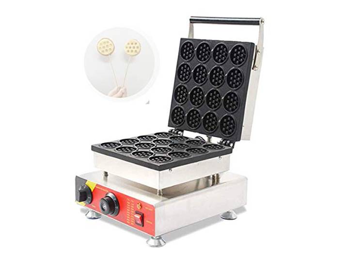 16 stücke Mini Waffeleisen von Cgoldenwall丨1500W Elektrische Runde Waffel Herd 0-300℃ 3-5Minuten Uniform Backen Edelstahl Antihaft-Digitalthermostat丨Köstliches Dessert auf der Straße