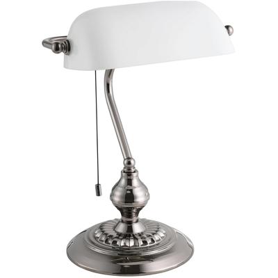 EGLO Tischleuchte "Banker Tischlampe, Vintage, Retro, E27 Schreibtischlampe, Bürolampe", silber (silberfarben), 1, H: 39cm, 1 Stk., Leuchten, Tischleuchte - L27,5 x H39 cm - nickel-nero - 1X60W exkl., Tischleuchte