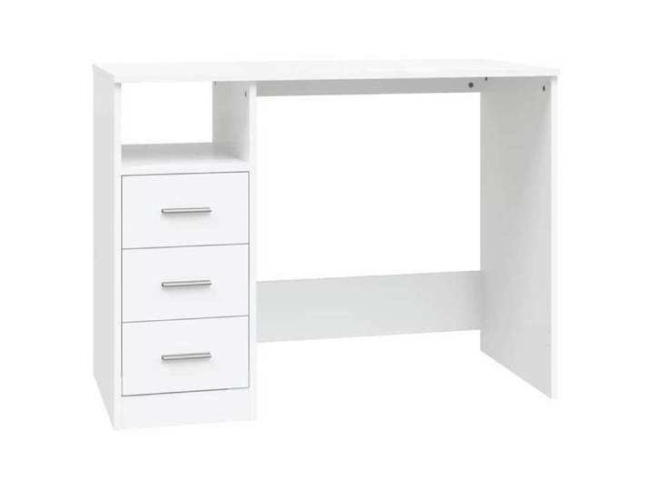 Remise Bureau Informatique - Blanc - Bureau compact - 1 place - avec tiroirs - Blanc - 102x50x76cm - Bois d'ingénierie_fmg40l