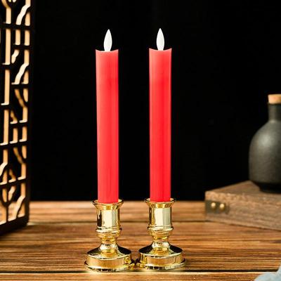 Inspired Deals 2PCS Flameless LED Candles With Swing Wick Long Rod Electronic Temple & Wedding Candle Lights red