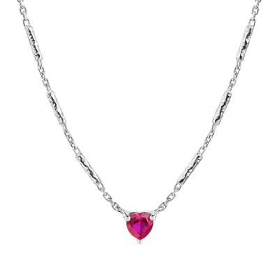 Kette mit Anhänger FIRETTI "Schmuck Geschenk Silber 925 Halsschmuck Halskette Herz", silberfarben, rot, Damen, Silber 925 (Sterlingsilber), L: 45 B: 1,2mm, mit Zirkonia (synth.), B:1,2mm