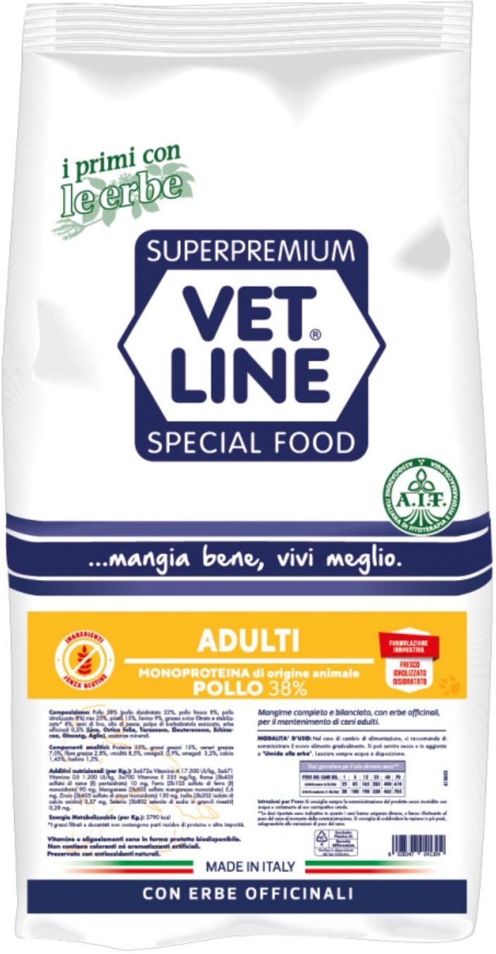 Vetline Vet Line Adulti Pollo per Cani Adulti Monoproteico 12,5 Kg