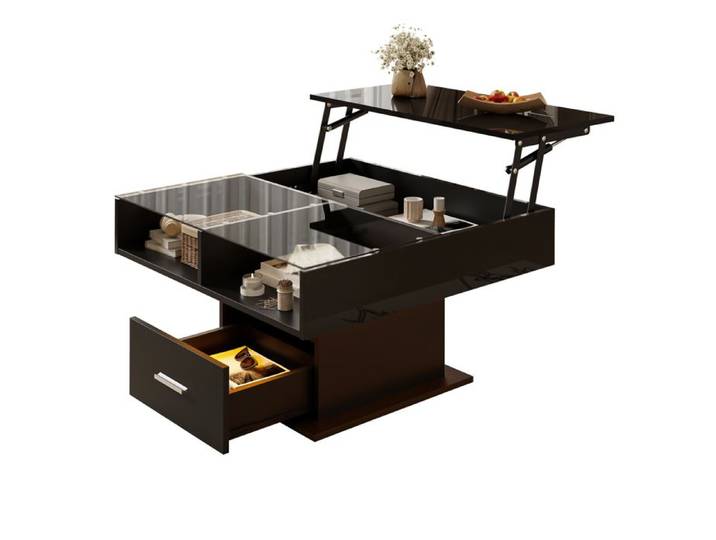 Table basse - Modulable LED - Hauteur réglable - Éclairage LED multicolore - Rangement intégré