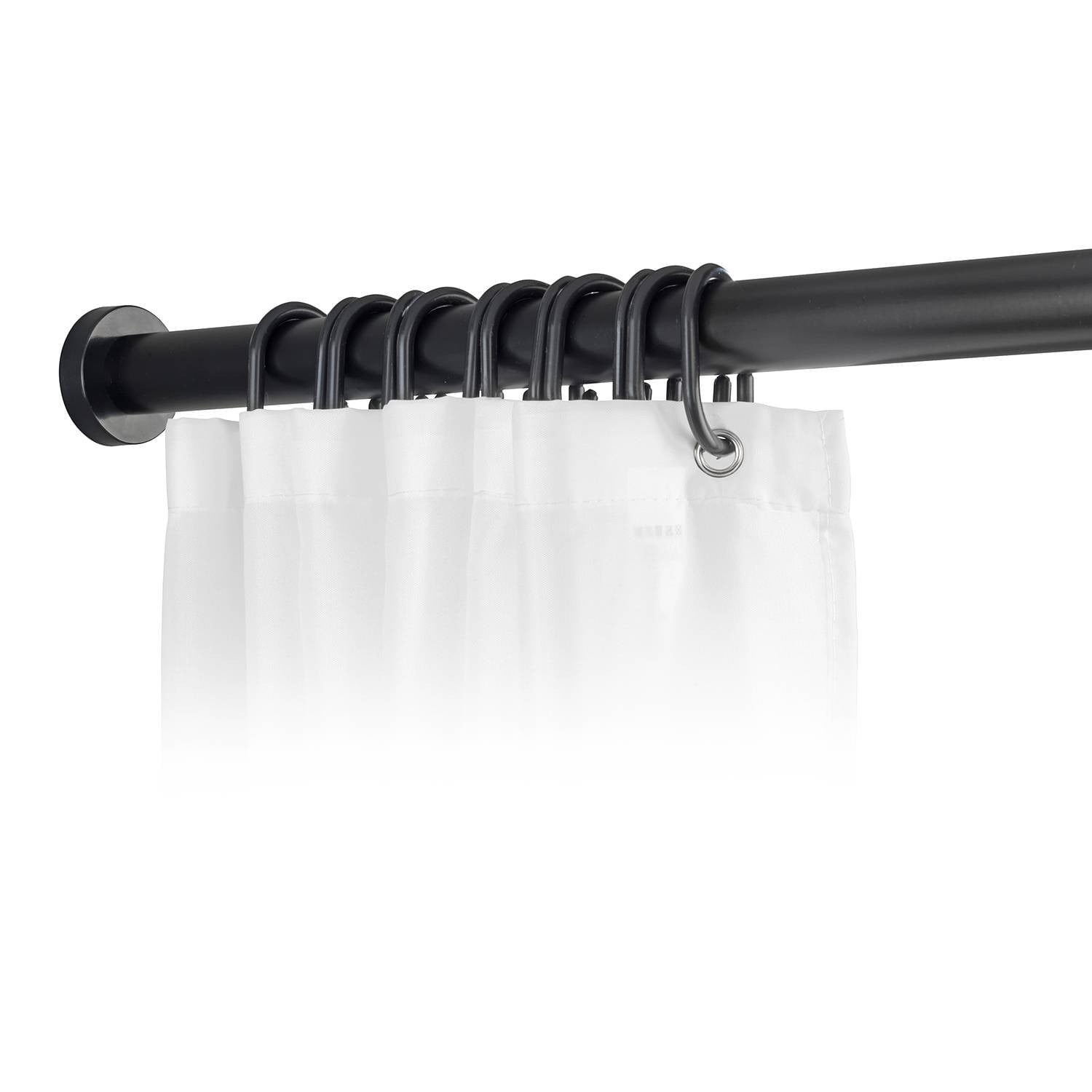 home24 Uittrekbare douchegordijnstang zwart 110 cm