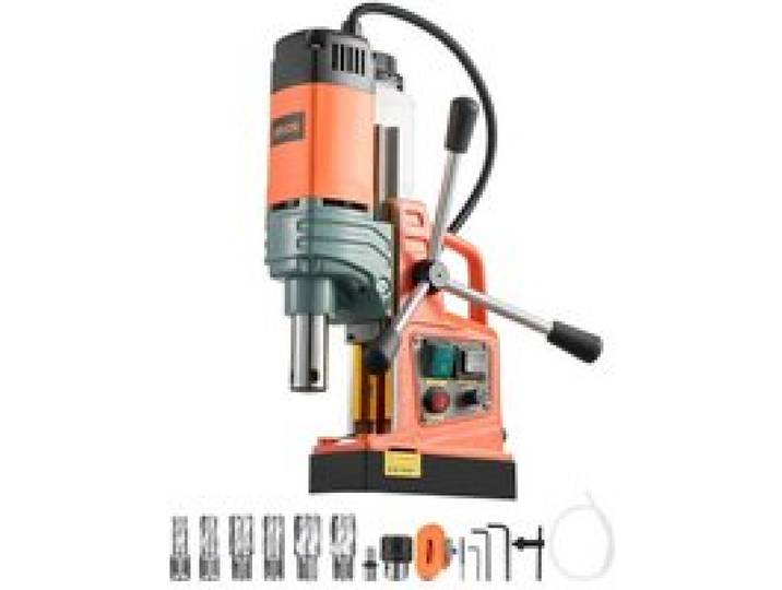 VEVOR Perceuse Magnétique, Moteur 1450 W, Perceuse à Colonne Portable, Diamètre de Carottage 50 mm, Force Magnétique 13000 N, 6 Forets de Carottage, Vitesse Variable, pour Surfaces Métalliques