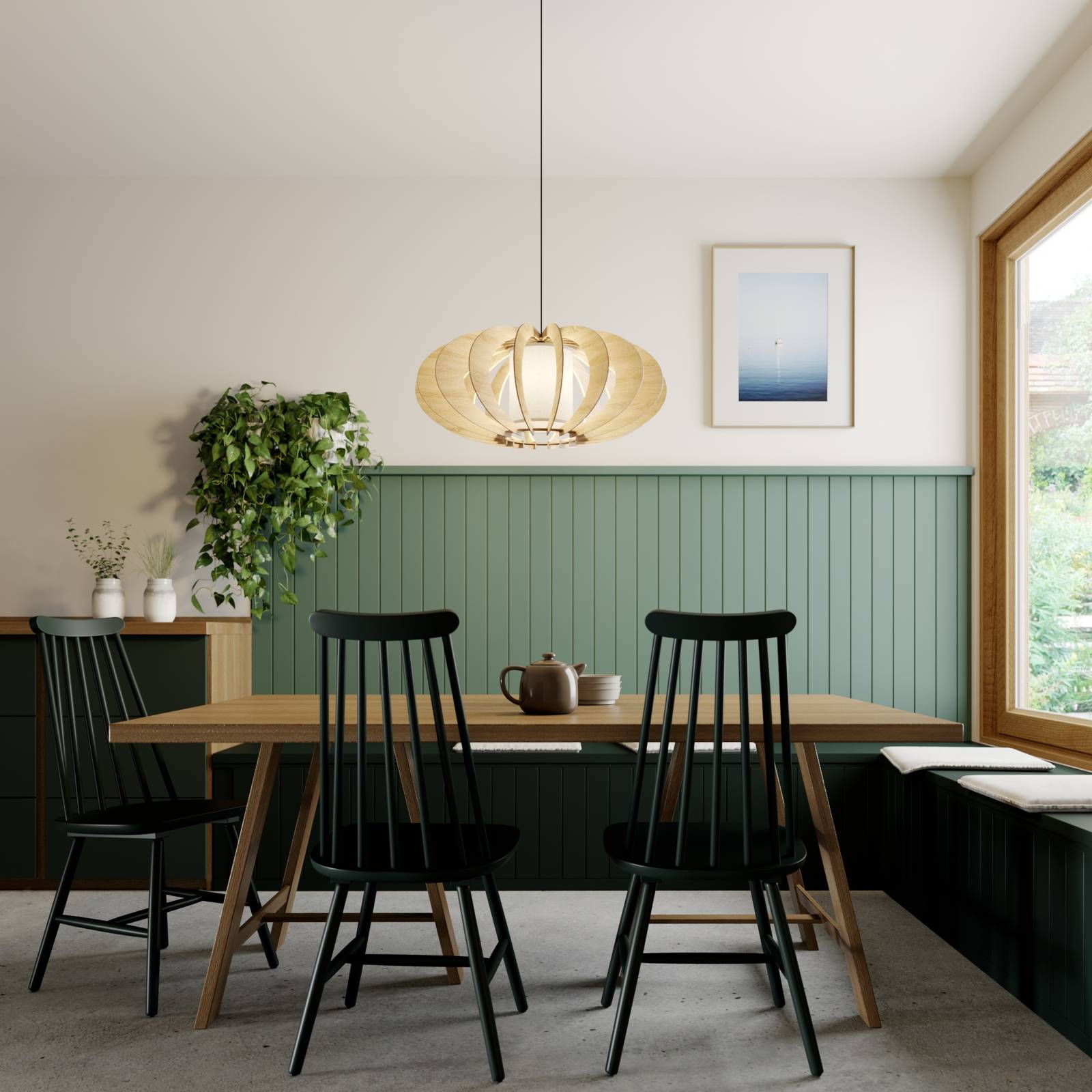 Wooden Pendant Light Modern A L SIGMA, dimmable, Light wood, Living / Dining Room, Wood, Modern, Ceiling Light