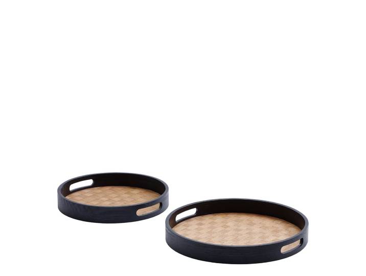 Set de 2 plateaux décoratifs ronds noir d36