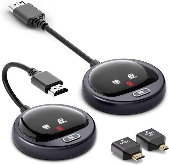 SnelShoppen - HDMI-Sender und -Empfänger, kabellos, 4K - 5,8G, stabile Verbindung, Plug & Play, 50M kabelloses HDMI, 1080P mit LED-Display für Streaming