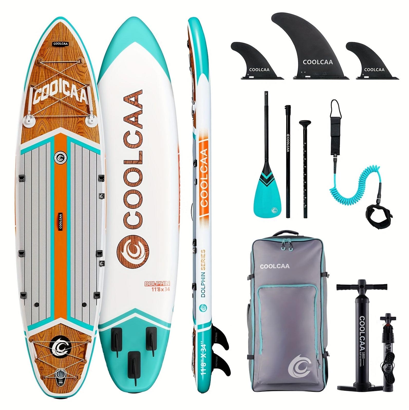 Stand-Up-Paddle-Board - SUP-Board - Aufblasbares Paddleboard - Surfbrett - Wassersportbrett - Holzmaserung (Farbe/Design)