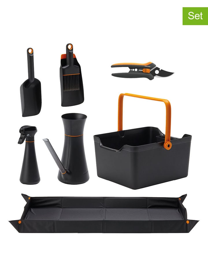 Fiskars 8tlg. Gartenwerkzeug-Set "Plant Care" in Schwarz/ Orange - onesize