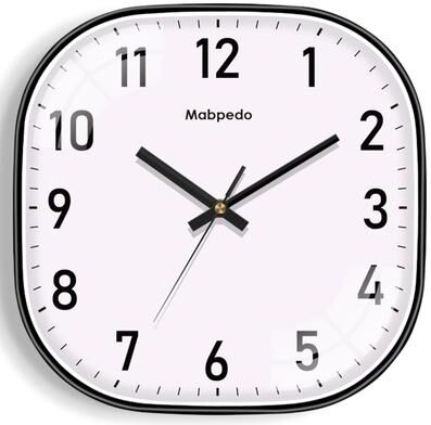 Daily Discovery Modern Square Quartz Wall Clock With Elegant Beige Dial Silent Wall Clock For Home Office Decor white Black 10 Inch