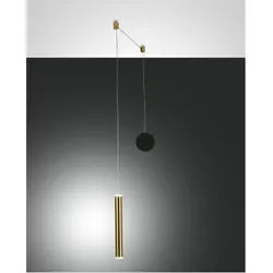 Fabas Luce, Pendelleuchte, LED Pendelleuchte Prado Ø37mm 6,5W Warmweiss Messing dimmbar (720 lm)