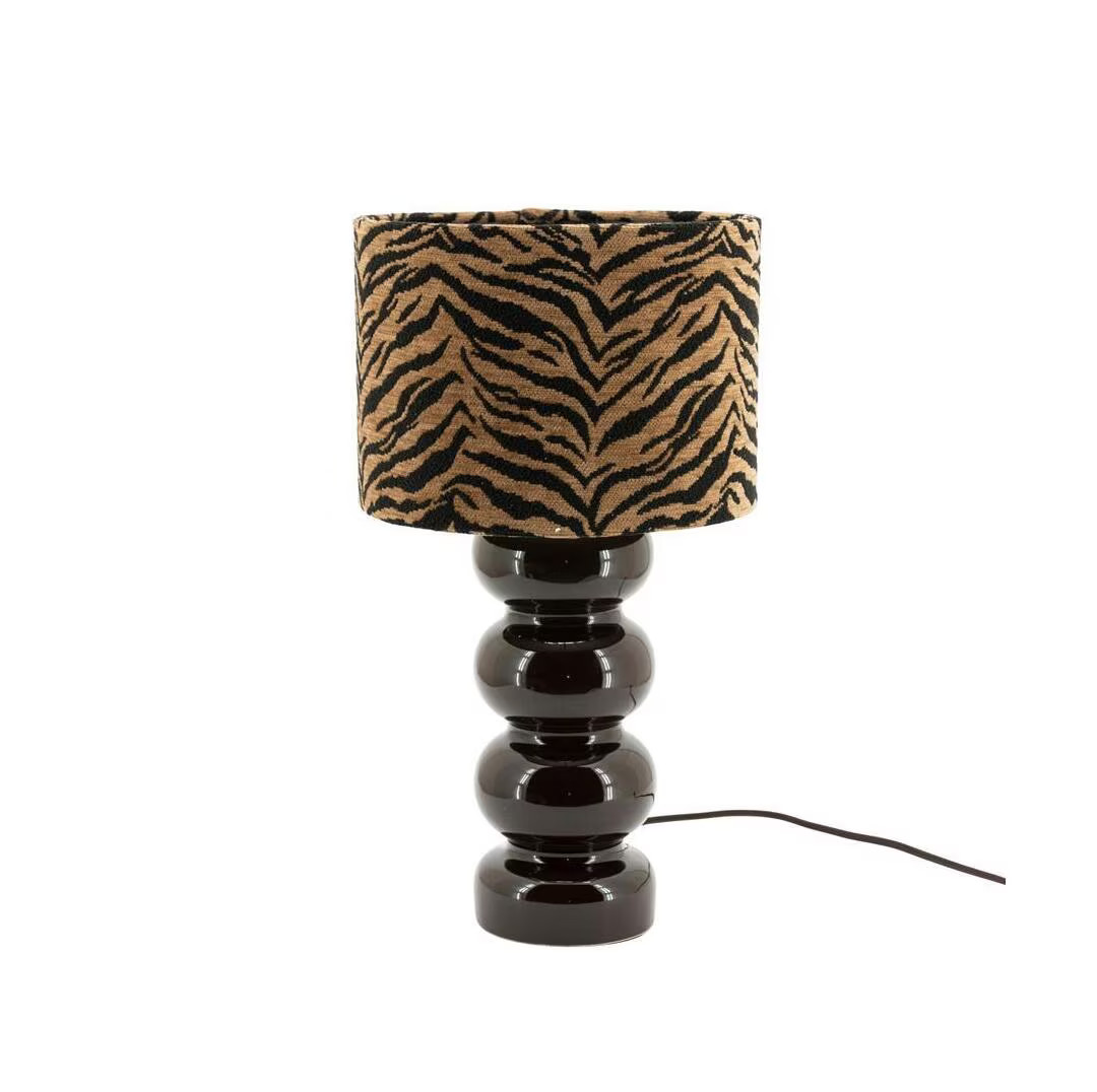 By-Boo Tafellamp Reve - Bruin/Zwart - Keramiek en Stof - Hoogte: 46 cm