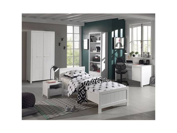 GASTON - Lit 90x200cm + Chevet + Armoire 2P + Pack Bureau