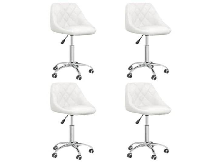 LMTYOENFG 4er Set Drehstuhl Esszimmer Höhenverstellbar Kunstleder Weiß Wendiger Polsterstuhl mit Rollen und stufenloser Gasdruckfeder für Küche, Essbereich sowie Arbeitszimmer im Homeoffice.