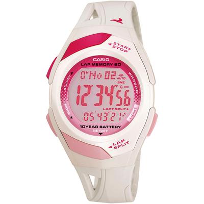 Chronograph, weiß (weiß, grau, pink, grau, pink), CASIO TIMELESS COLLECTION, Armbanduhren, Damen, weiß, Chronograph, Quarzuhr, Armbanduhr, Damenuhr, Jugendliche, Digitaluhr