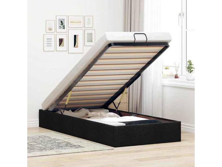 Structure de lit ottoman - UU - 80x200 cm - Noir - Tissu polyester - Rangement sous le lit