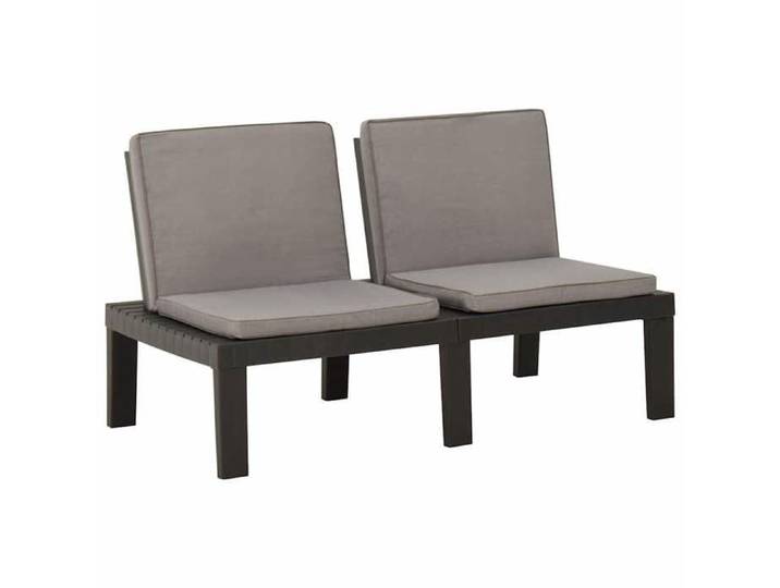 CHIC Banc de Salon de Jardin avec Coussin Plastique Gris 130x65x70 cm 366871
