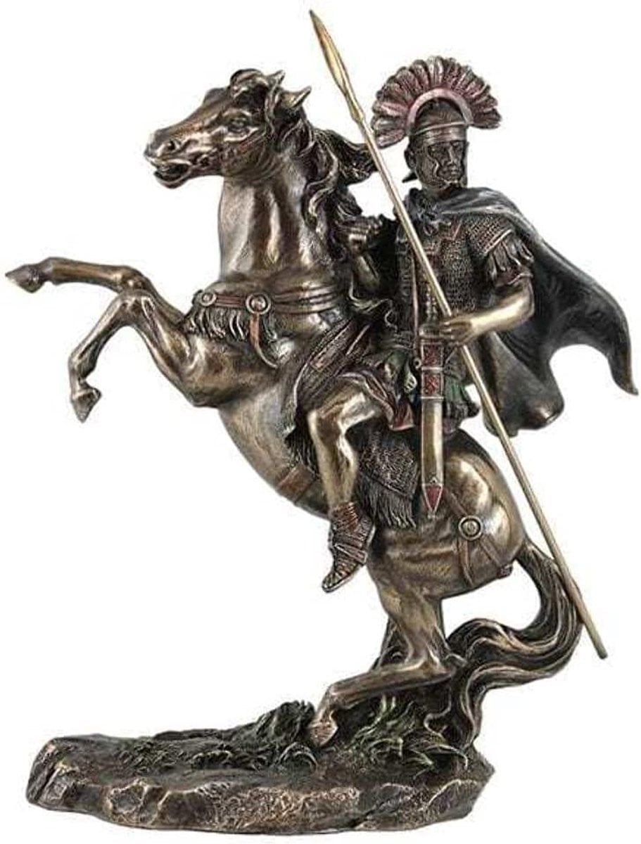 Handgemaakt koud brons Romeinse soldaat beeld Centurion figuur bronskleurig Hoogte: 26.5 cm