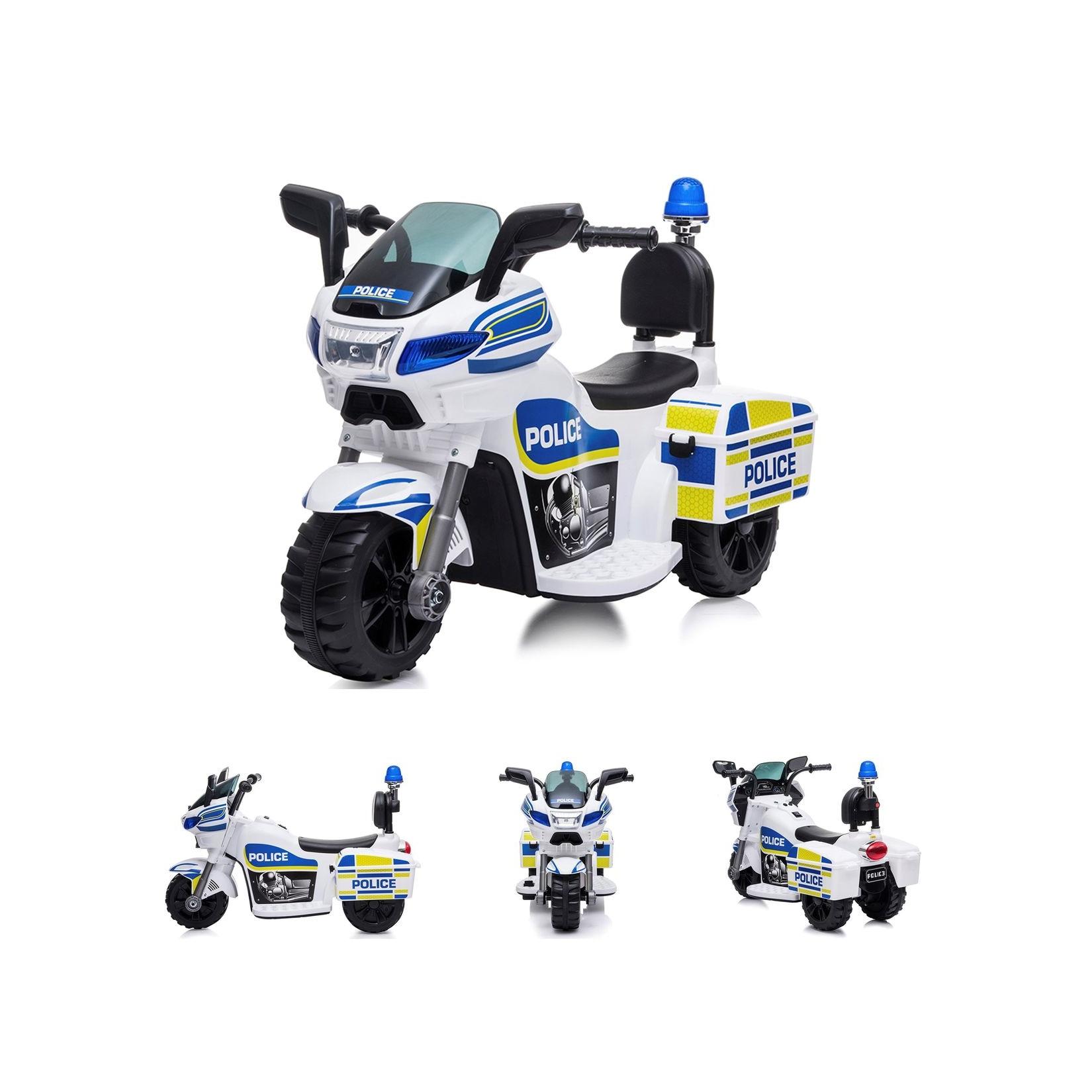 Chipolino Kinder Elektromotorrad Polizei 3 Räder Scheinwerfer Musikfunktion weiß